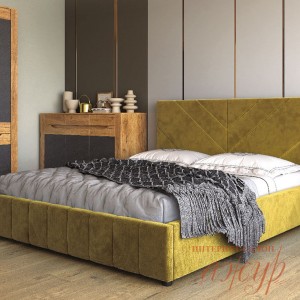 Кровать Нельсон интерьерная, вариант цвета 1 горчица